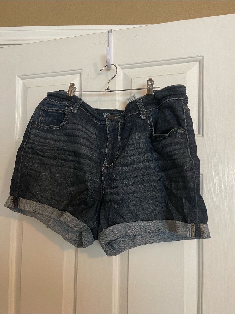 Time and Tru Dark Blue Rolled-Cuff Denim Shorts